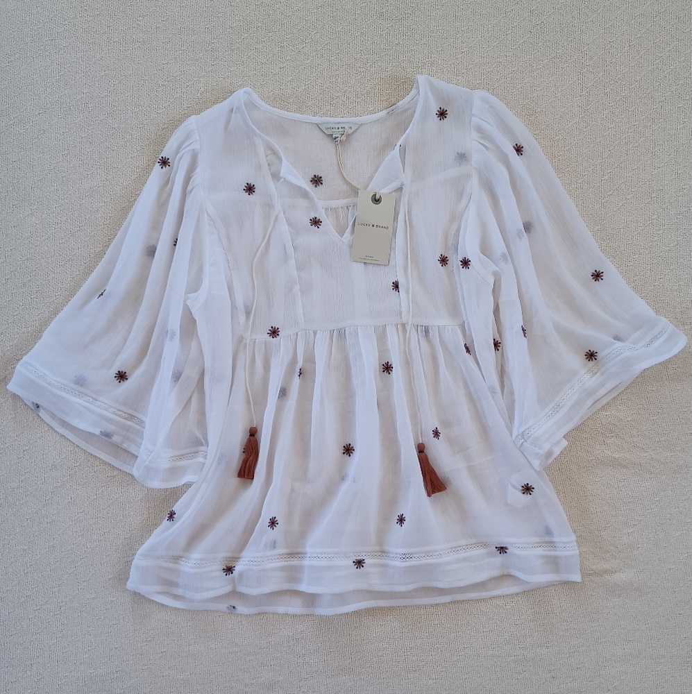 SALE! Lucky brand ♡ peasant tassel top